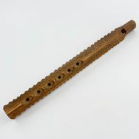 Ancienn flûte à bec artisanale bois sculpté ex-Yougoslavie