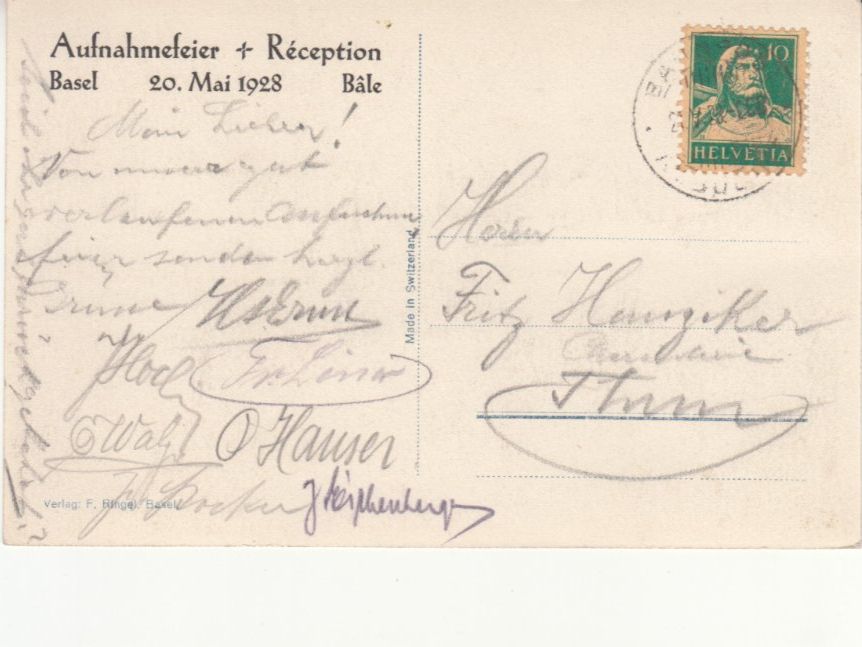 Cartoline postali: Basel Aufnahmefeier und Réception 1928 – Usato da Bürglen TG venduto da StampGraf 1