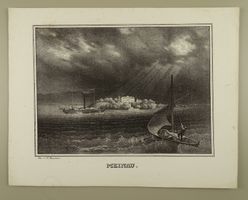 MAINAU, MEINAU, BODENSEE, BADEN-WÜRTTEMBERG, LITHOGRAPHIE