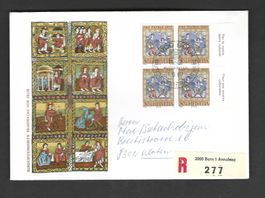 FDC Einschreiben Pro Patria Viererblock 1967