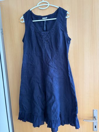 Sommerkleid aus Leinen, dunkelblau, Gr. 40