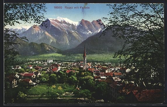 Cartoline postali: AK Ragaz, Teilansicht mit Falknis, 1925 – Usato da Berlin venduto da bartko-reher