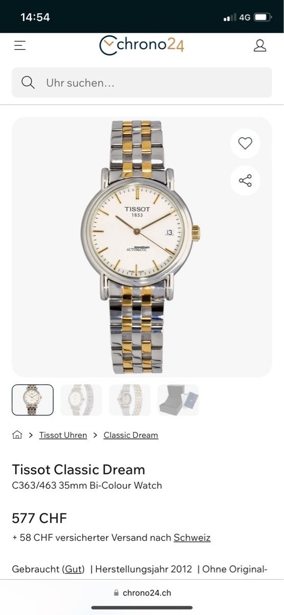 Tissot Orologi: Tissot Unisex Classic Dream Automatic Uhr – Usato da Givisiez venduto da dor_xb9k 3