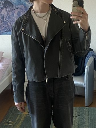 Denim Biker Jacket Size M
