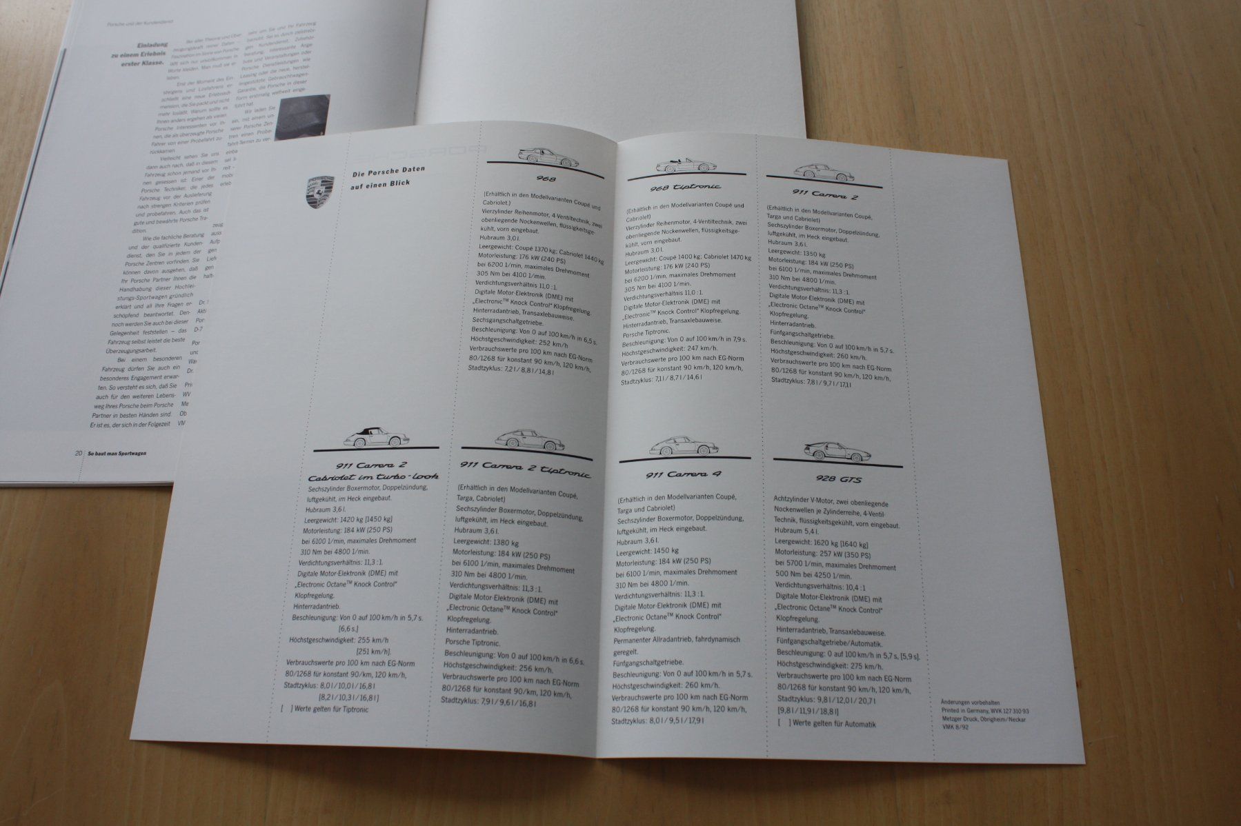 Porsche Dokumente: Porsche Modell Programm Prospekt 1993  911, 968 & 928 – Gebraucht aus Wikon von erwin400 9