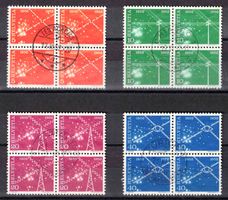 1952 Serie 100 Jahre Nachrichtenwesen in 4er-Blocks ʘ