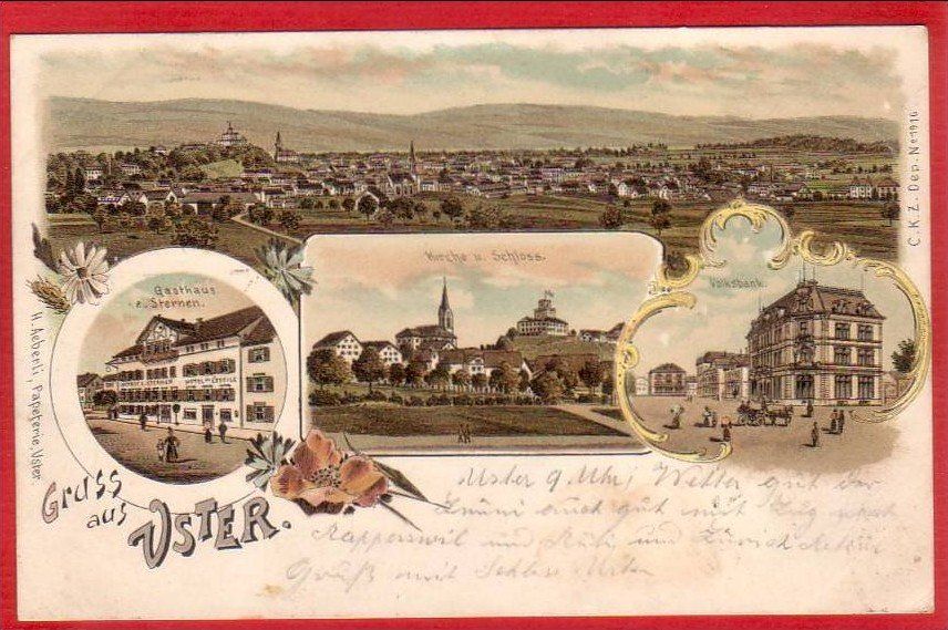 Cartoline postali: USTER LITHO 1899 – Usato da Grüningen venduto da Kartensammler