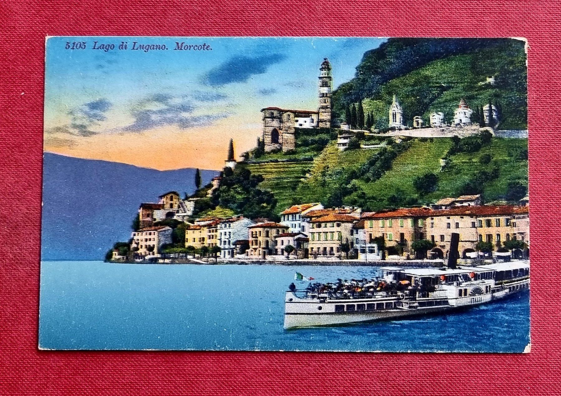 Cartoline postali: Morcote - Dampfschiff ITALIA - 1928 – Usato da Rothrist venduto da RROENK