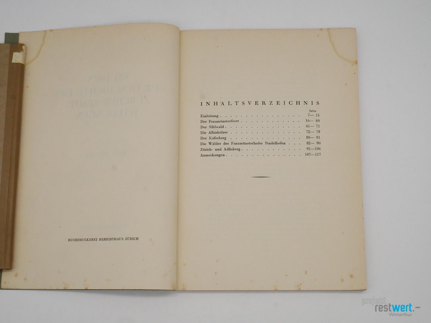 Libri: DR. L.WEISZ - Studien Geschichte Zürcher Wald – Usato da Winterthur venduto da Restwert_Winterthur 2