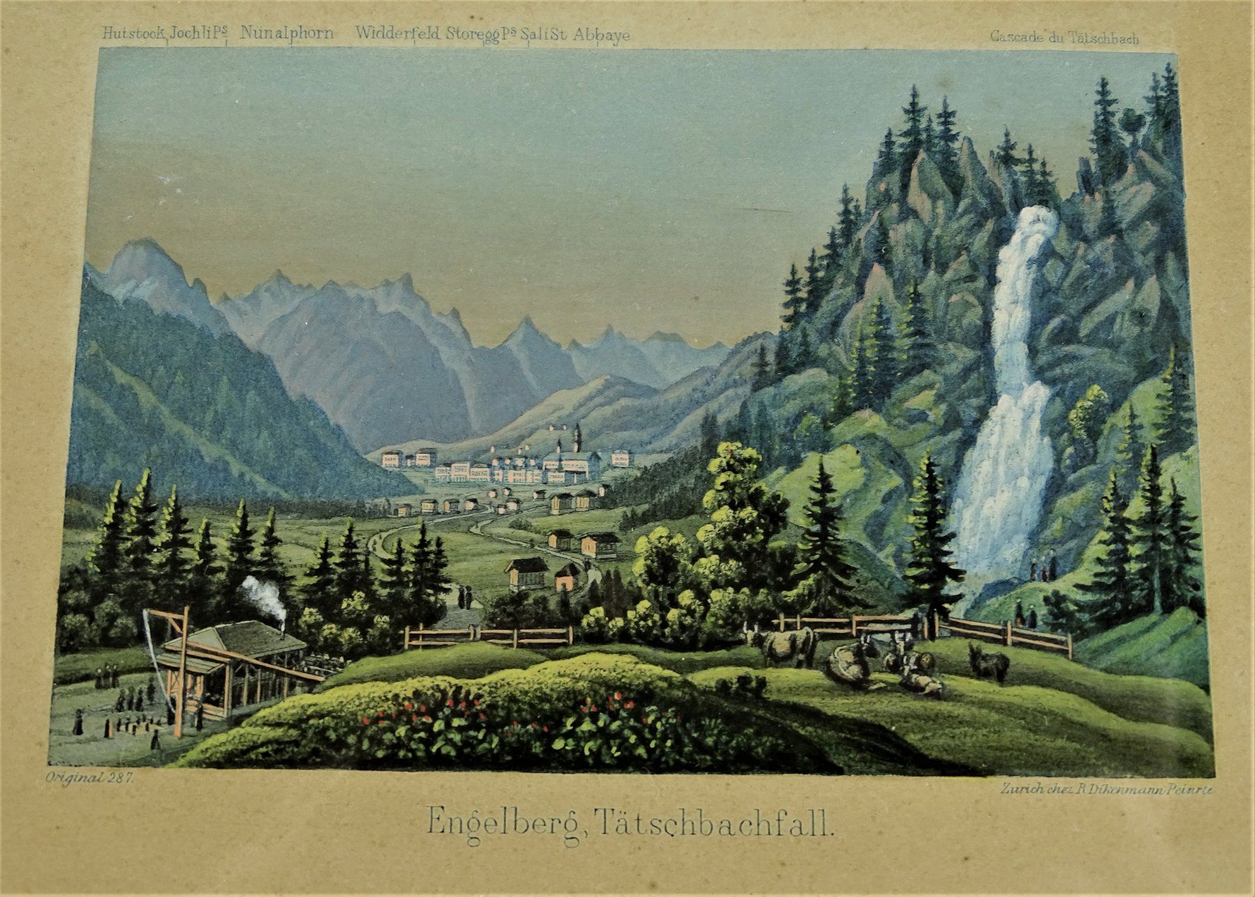 Incisioni: ENGELBERG TÄTSCHBACHFALL, AQUATINTA um 1850 – Usato da Grüningen venduto da Kartensammler 1