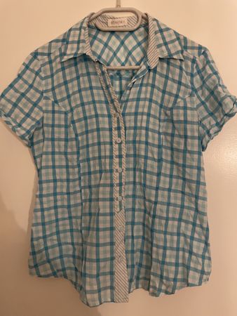 Sommerliche Bluse BONITA Gr. 36 blau/weiss kariert Baumwolle