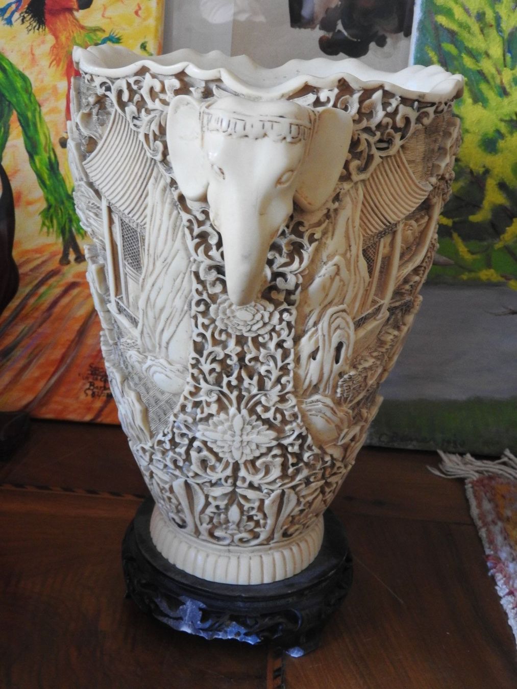 Alle Dekorationen: Asiatika: Cache Pot /  Vase in Elfenbein-Imitat – Gebraucht aus Stetten AG von Brissago25 2