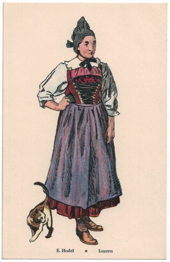 Cartoline postali: Schweizer Trachten: LUZERN - Costumes Suisses – Usato da Frauenfeld venduto da POML