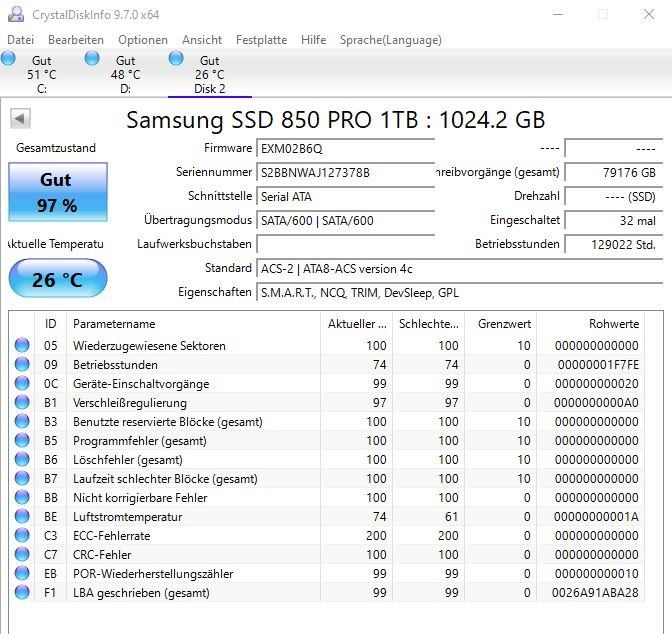 Samsung Disques durs: Samsung SSD 850 Pro 1.0TB – D'occasion à Gossau SG par luuuda_chris 2