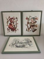 3 Vintage Hummel Stickbilder Kreuzstich - Handarbeit gerahmt