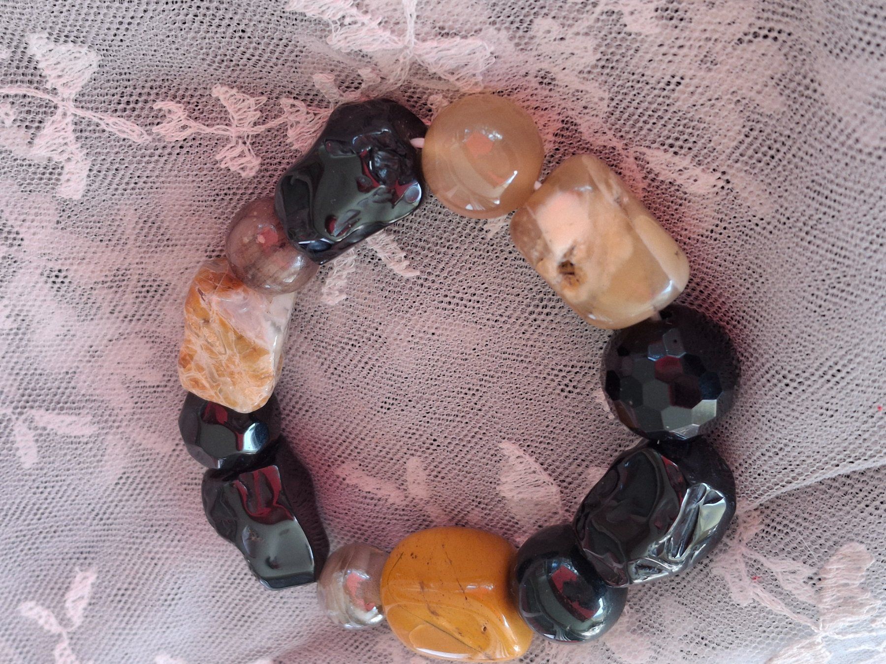 Bracciali & Braccialetti: Wunderschönes Jaspis, Jasper, Achat & Onyx Armband  7cm – Nuovo (secondo la descrizione) da Münchenbuchsee venduto da babilibern 3