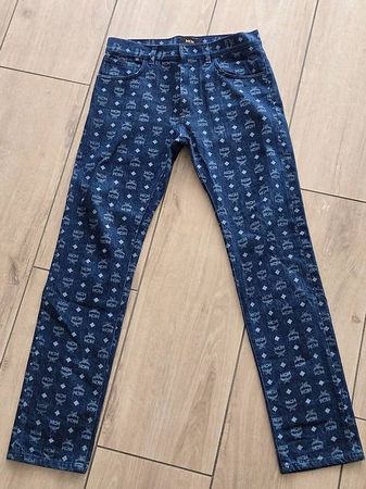 MCM Jeans, Gr 46. Monogramm Allover Print, Baumwolle, Blau