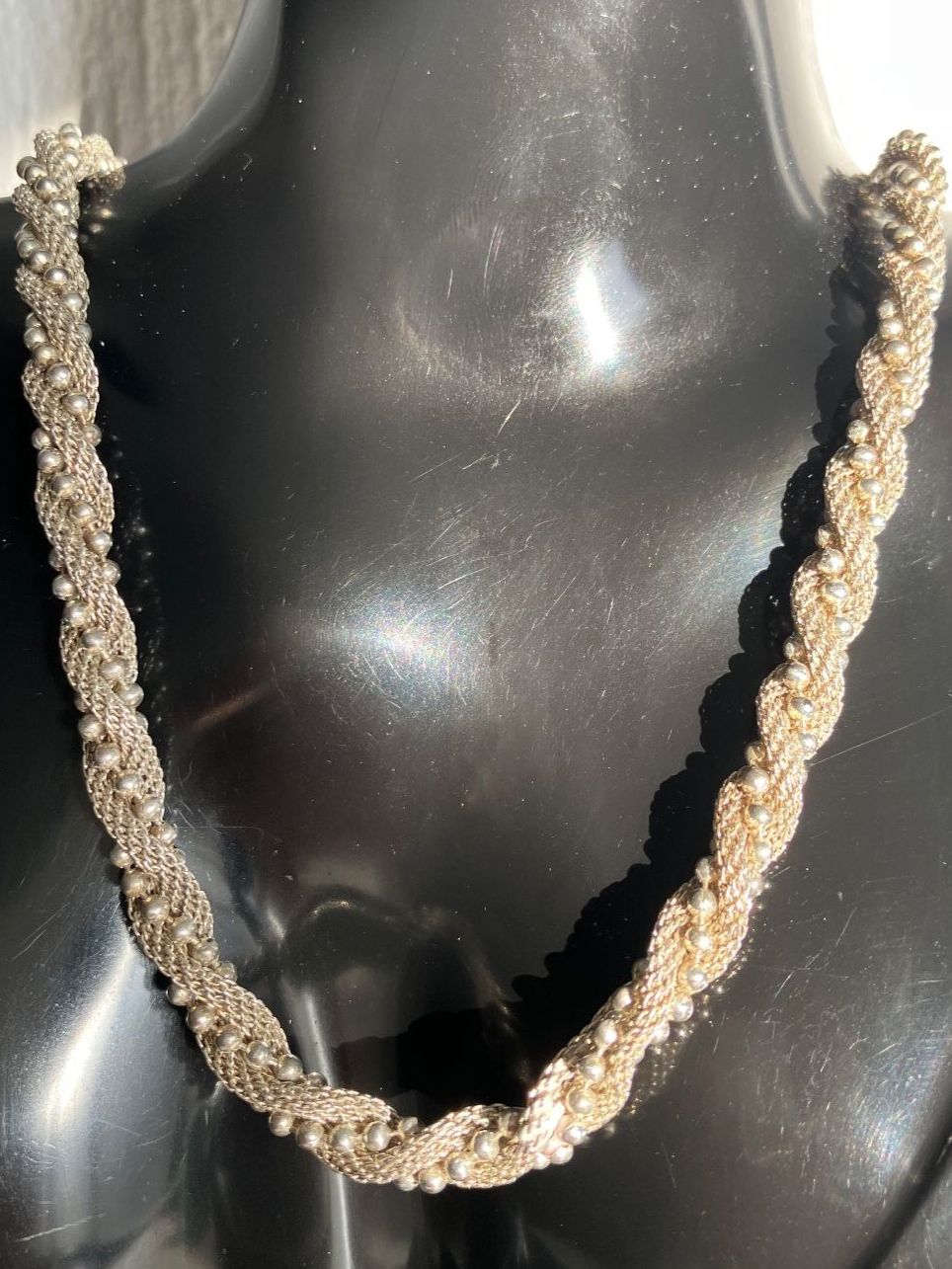 Catenine: Collier vintage torsadé argenté – Usato da Peseux venduto da Chimon59 1