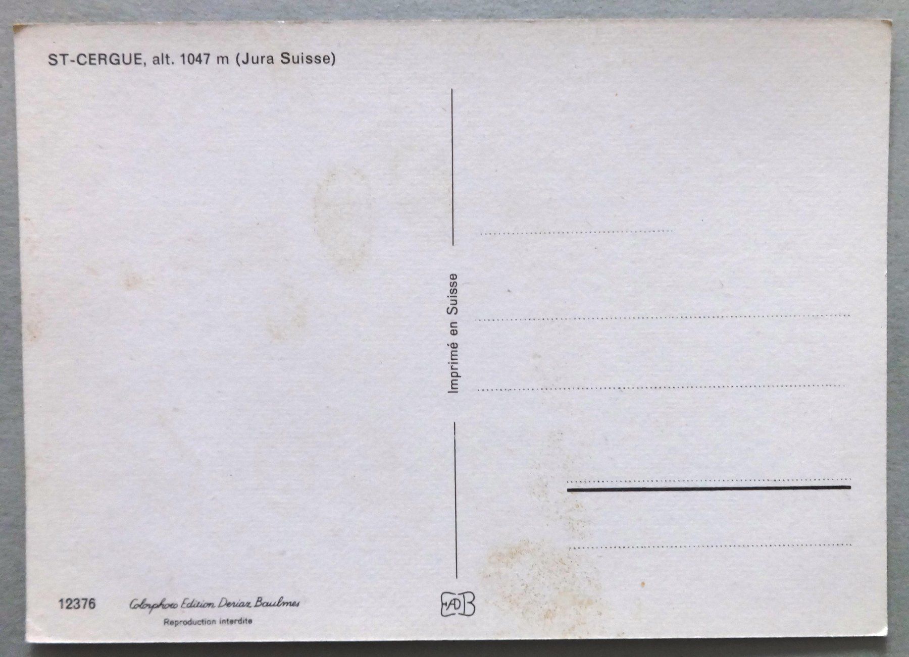 Cartoline postali: St-Cergue, alt. 1047 m – Usato da Fétigny venduto da Billy2miny 1