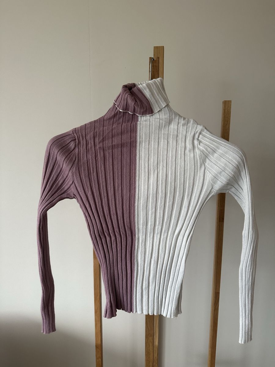 Top: Rollkragenpullover, Lila-Weiss – Usato da Gipf-Oberfrick venduto da Gabor5