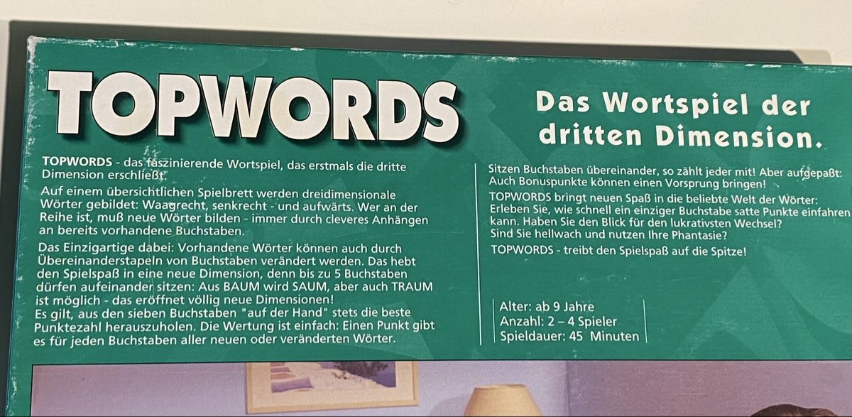 Parker Giochi: TOPWORDS von PARKER 1994!! – Usato da Utzigen venduto da Lasagne99 3