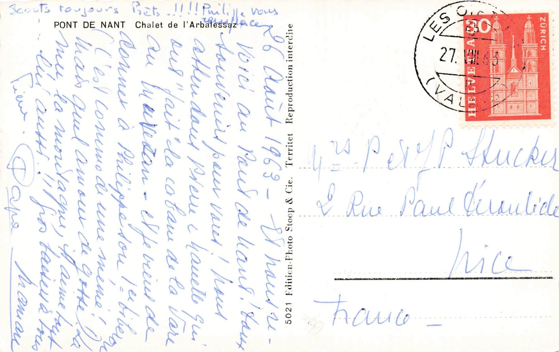 Cartoline postali: Pont de nant chalet de arbalessaz – Usato da Biasca venduto da Blenio71 1