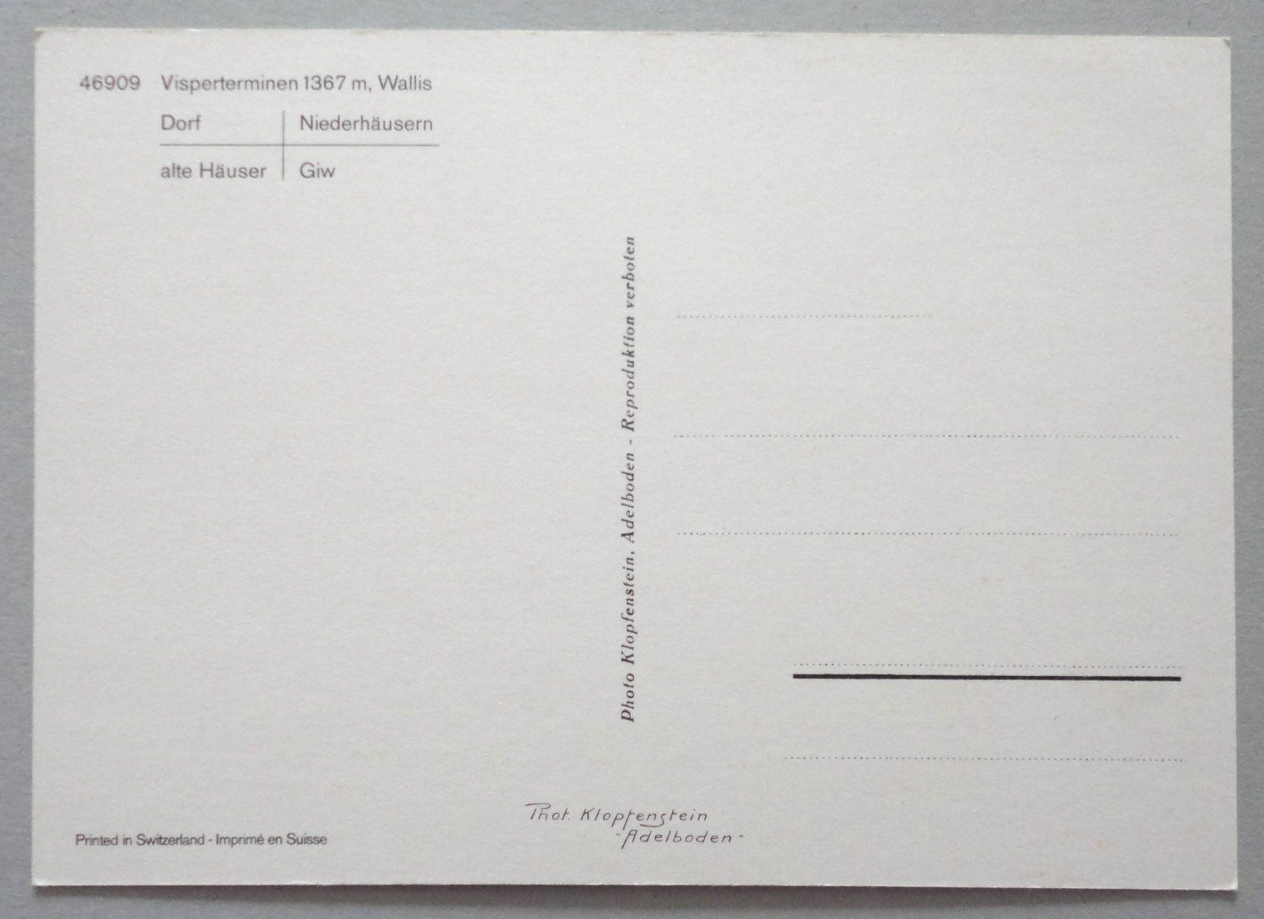Cartoline postali: Visperterminen 1367 m – Usato da Fétigny venduto da Billy2miny 1