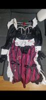 Gothic Maid Kostüm Schwarz-Rot mit Lack-Corsage & Accessoire