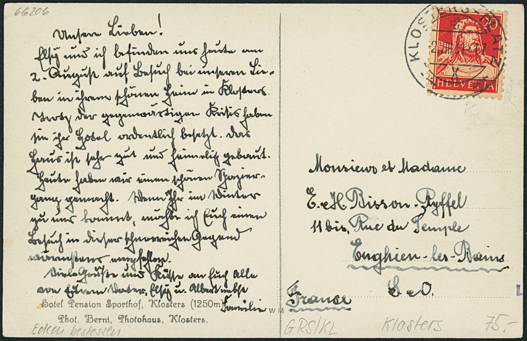 Cartoline postali: GRS Klosters – Usato da Schindellegi venduto da leecollect 1