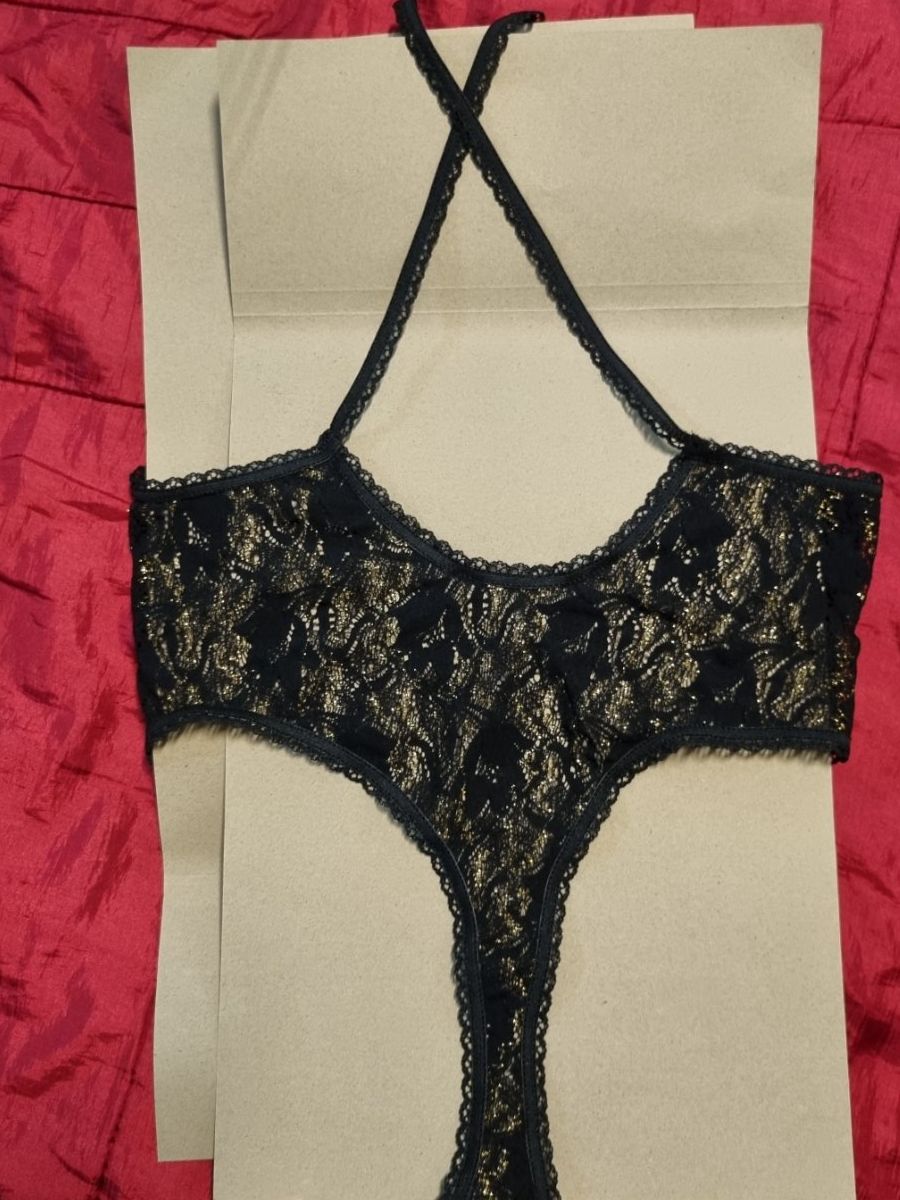 Sonstige Unterwäsche: Body mit Spitzen, schwarz, Gold – Neu (gemäss Beschreibung) aus Geroldswil von Agapanthus22 3