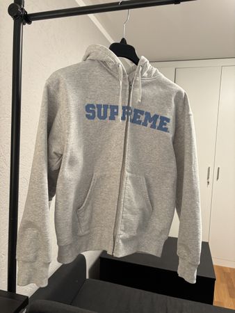 Supreme Zip-Up Hoodie Grey College Logo - Like New!