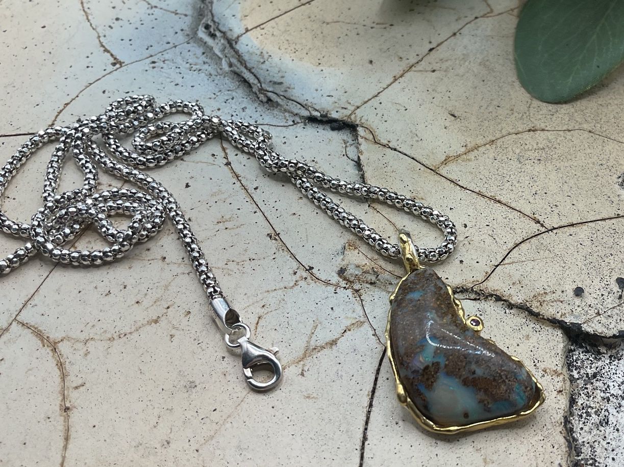 Ciondoli: Anhänger mit echtem, Boulderopal in Sterlingsilber, 22ct – Nuovo (secondo la descrizione) da Luzern venduto da S.Kern01 3