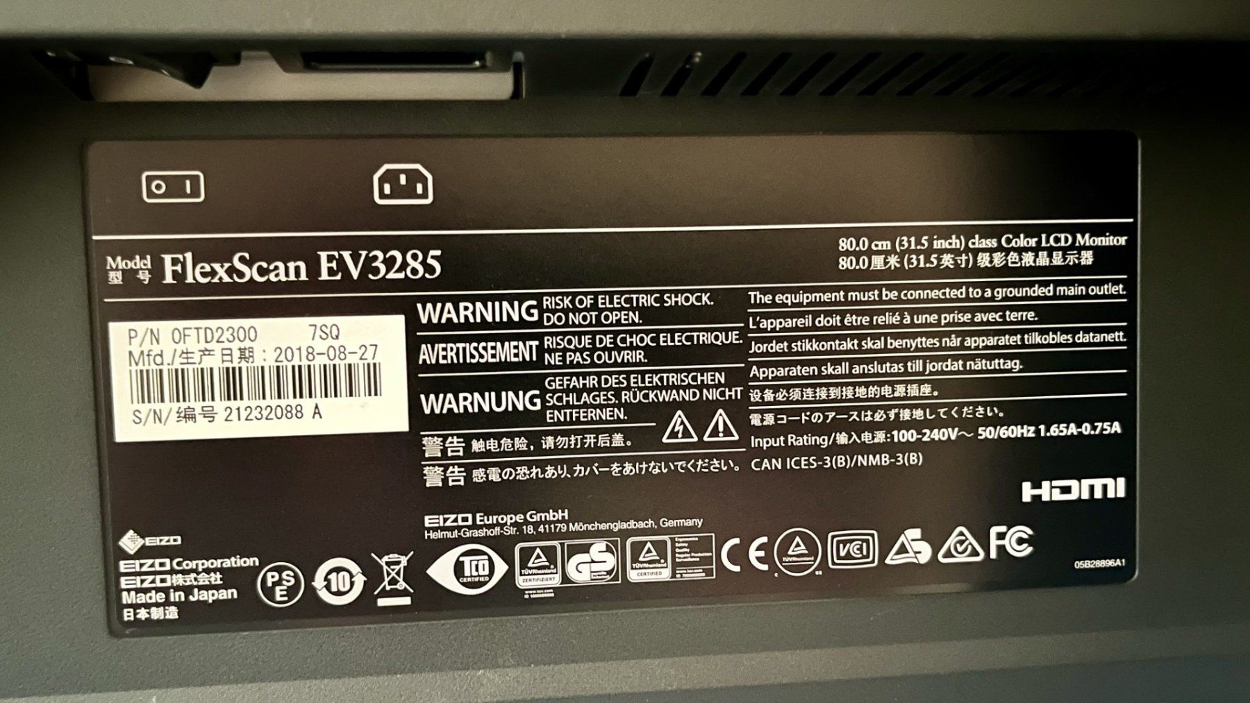 Eizo Monitore: EIZO FlexScan EV3285 Monitor – Gebraucht aus Neuhausen von Dr17 1