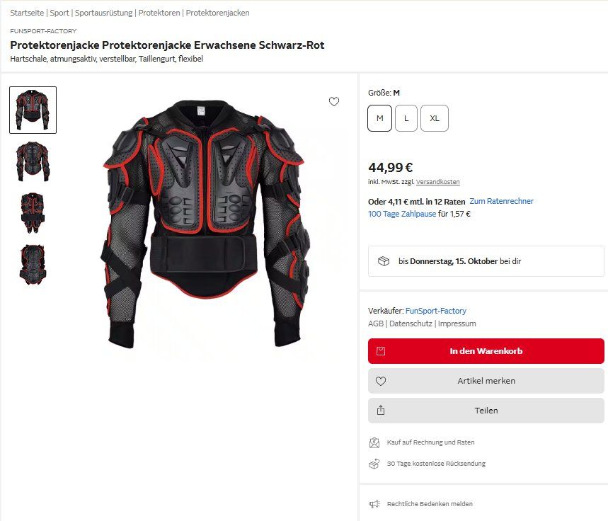 Protections: Protektoren-Jacke – Neuf (Voir description) à Oberriet SG par Junglecity00