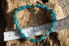 Apatit Blau     6.6mm   Armband mit  925 Silberteilen