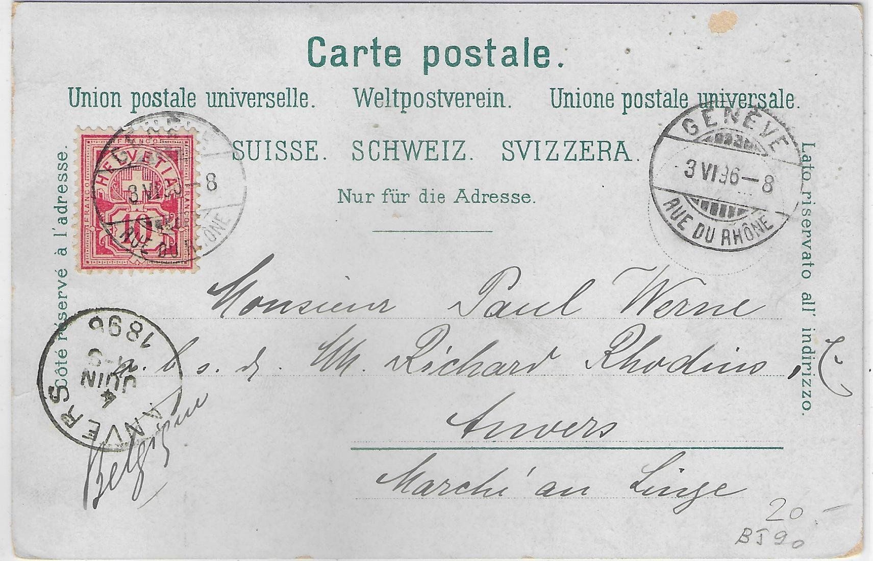 Cartoline postali: Souvenir de Geneve - Litho 1896! – Usato da Ettingen venduto da Kartenplanet 1