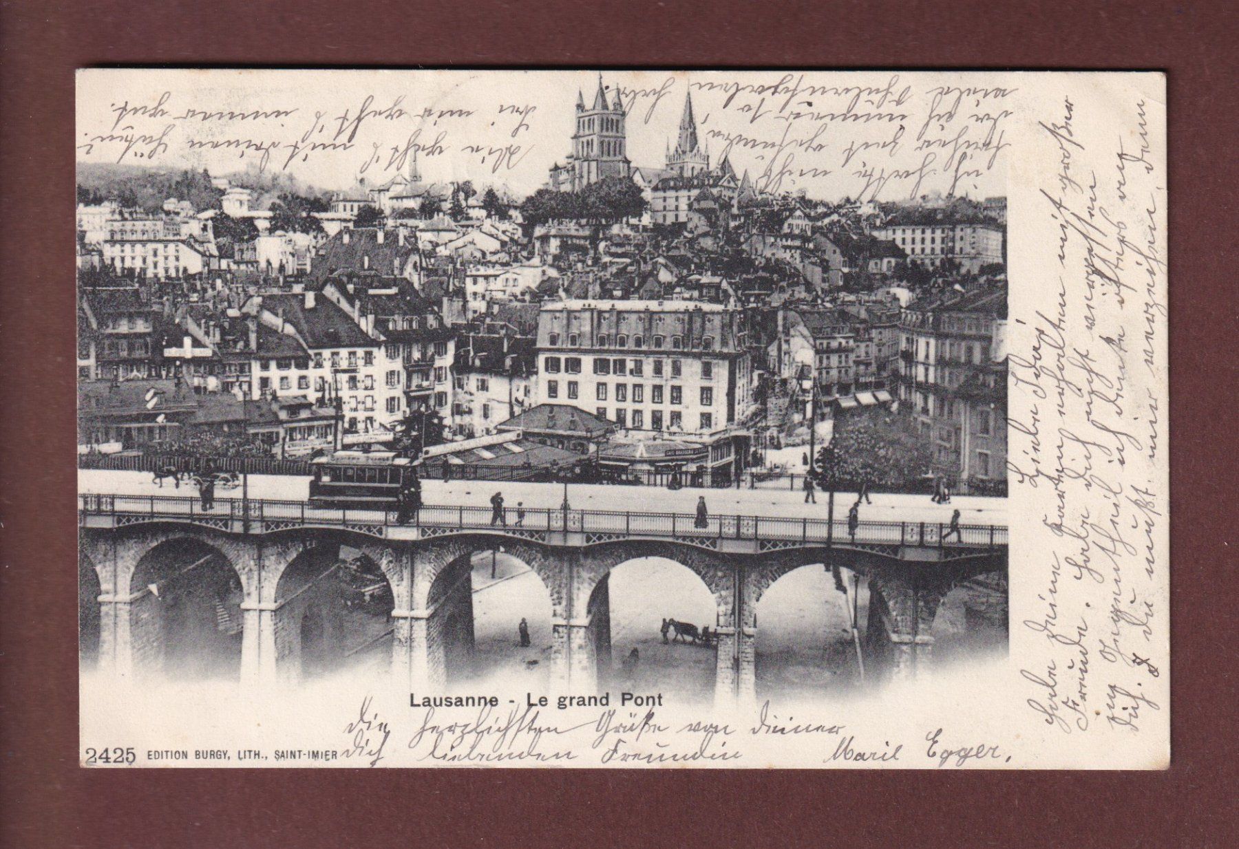 Cartoline postali: LAUSANNE - Grand Pont - Tram - 1903 – Usato da Pully venduto da nicecards