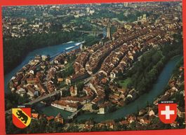 3 Ansichtskarten BERN Flugaufnahme, Bärengraben, Bundeshaus