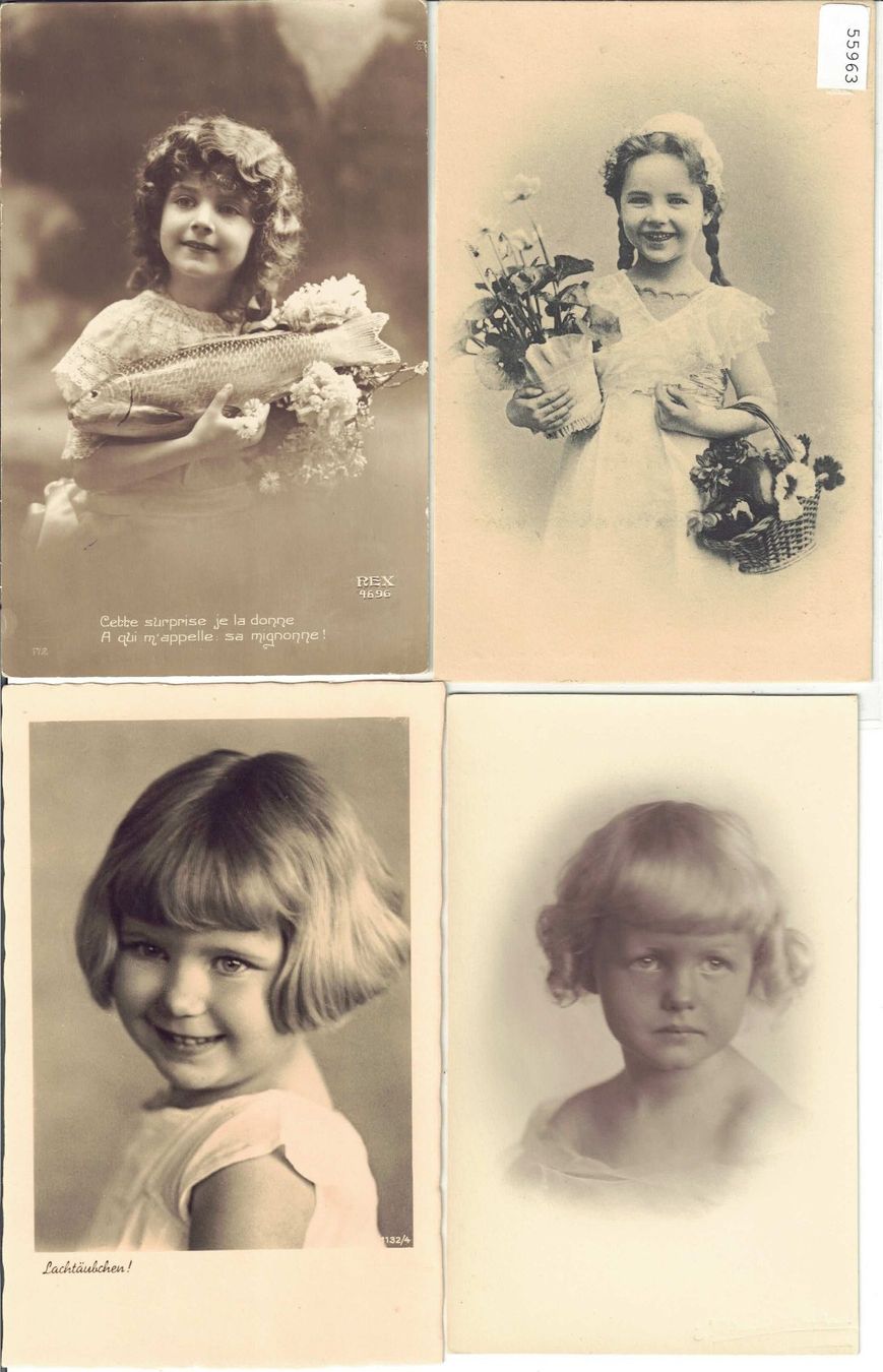 Cartoline postali: 4 AK - Kleine Mädchen - petites filles – Usato da Ettingen venduto da Kartenplanet