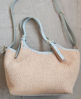 Sac bandoulière raffia et cuir menthe