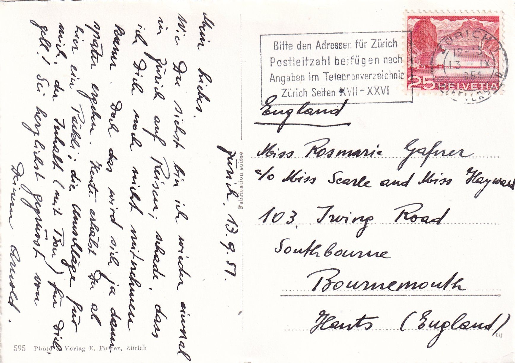 Cartoline postali: Zürich /mp – Usato da Hombrechtikon venduto da Rudolf07 1