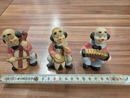 3er Set Vintage Musik Clowns Keramikfiguren Sammlerstück k45