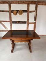 Antiker Holztisch mit Schieferplatte