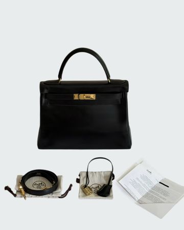 Hermès Kelly ll Retourne  28   Box Full set mit Rechnung