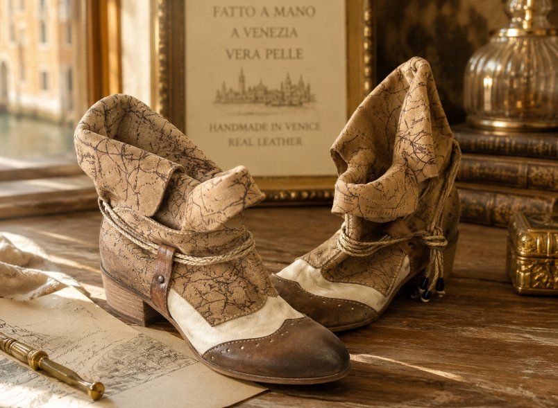 Scarpe da donna: Handgefertigte Leder-Boots aus Venedig – Usato da Walzenhausen venduto da Jana013