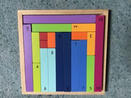 Lernspiel Mathe aus Holz mit Zahlenbausteinen gebraucht