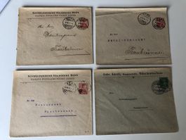 4 alte Ganzsachen mit WERTEINDRUCK Kanton BERN um 1915