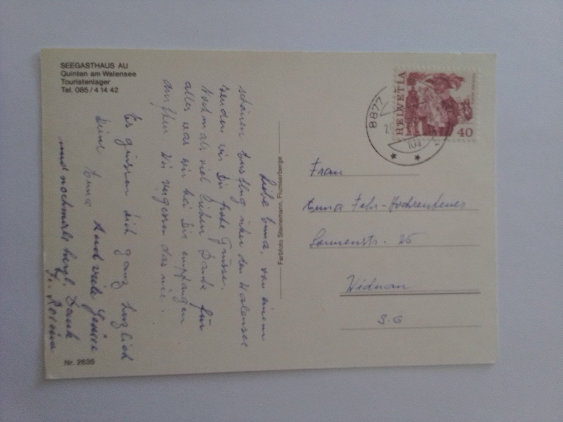 Cartes postales: Walensee See Gasthaus Au Quinten mit Schiff – D'occasion à Küttigen par Melisch1000 1