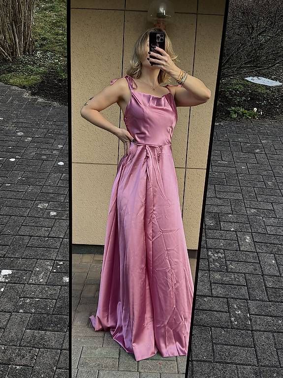 Vestiti: Abendkleid Satin Pink Träger Langes Kleid – Nuovo e nell'imballaggio originale da Appenzell venduto da mir_rqn6 2