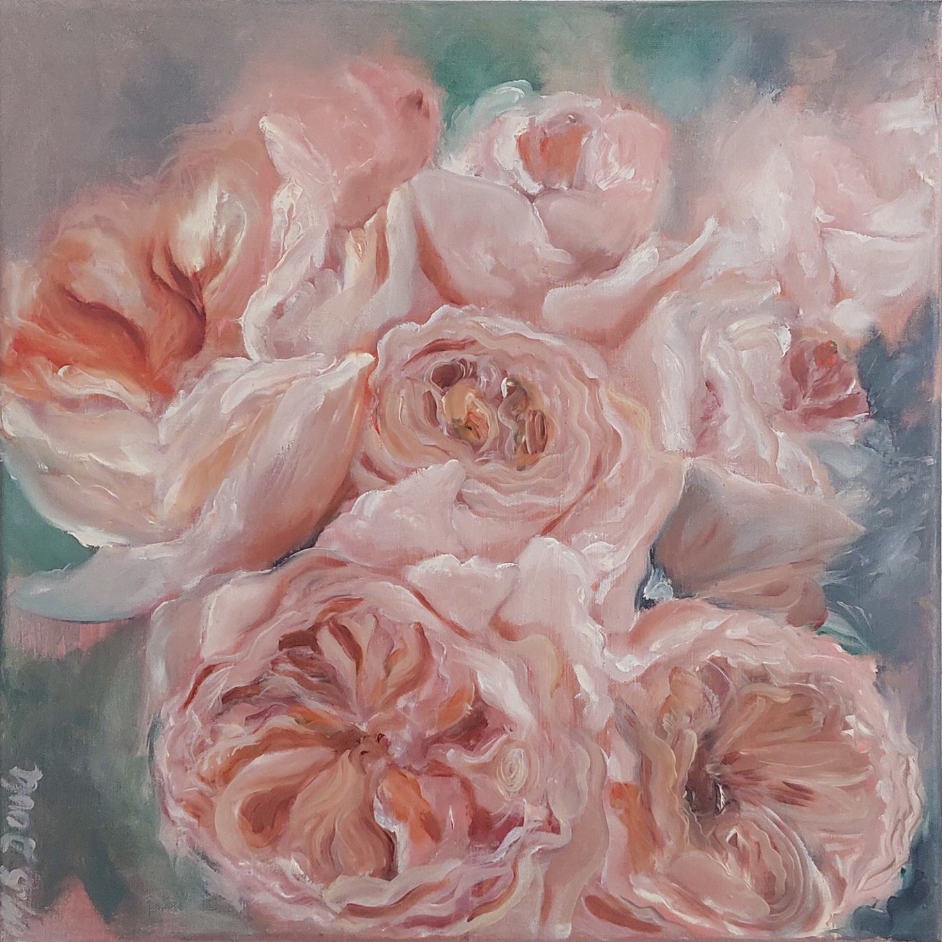 Dipinti: Ölgemälde 50x 50 Blumen – Nuovo e nell'imballaggio originale da Schöftland venduto da M.B.Dudart 1